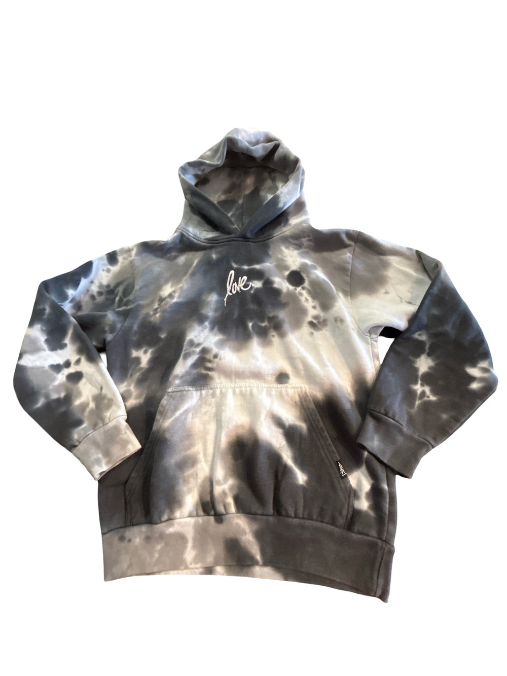 Ruben Rojas “Live Through Love” Tie Dye Hoodie Gray/Black Pullover Sweatshirt